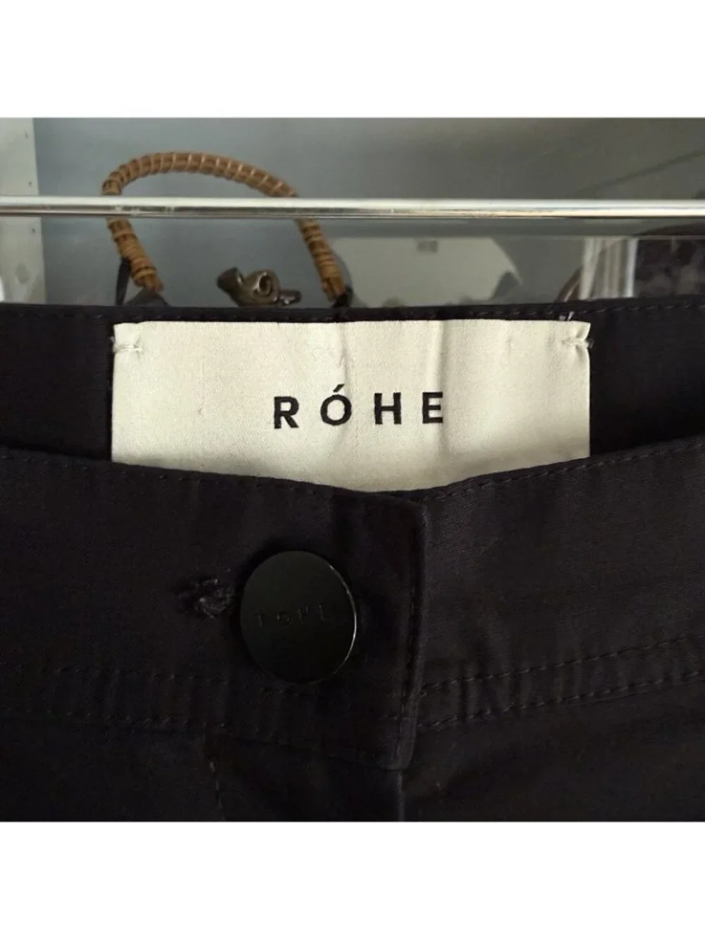 Róhe Valentina Black Cotton Trousers Pants Cropped High Rise Size 40